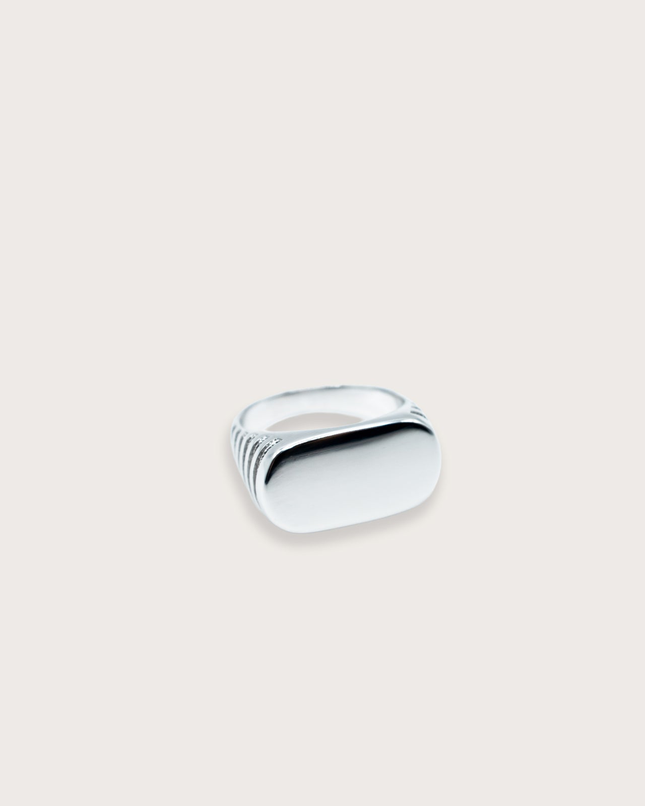 Striped Rectangle Silver Ring
