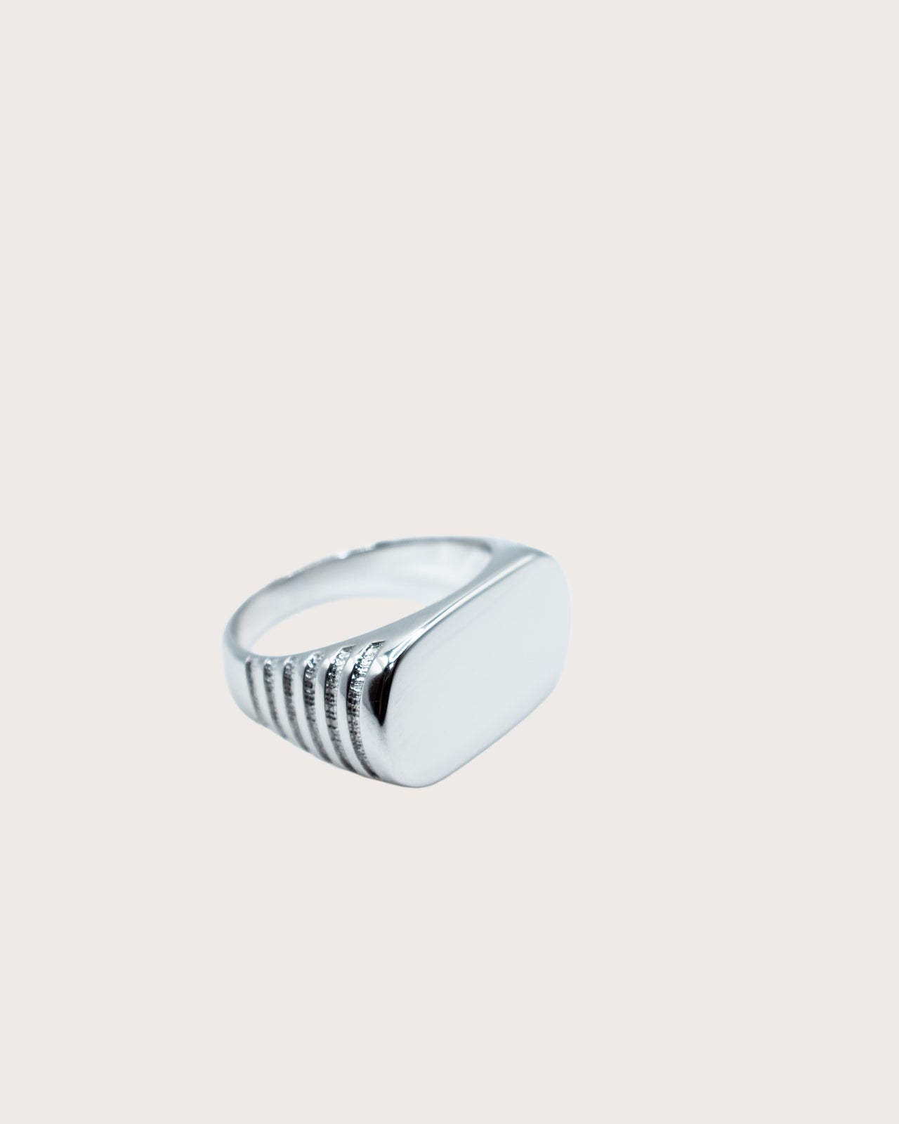 Striped Rectangle Silver Ring