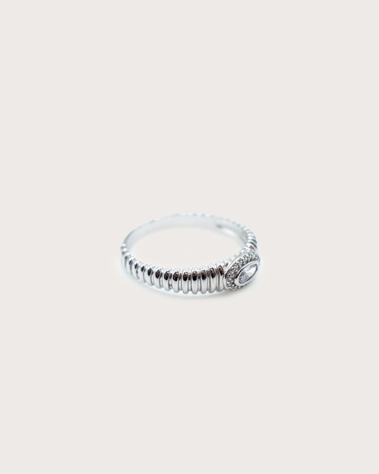Oval Ribbed Band Ring