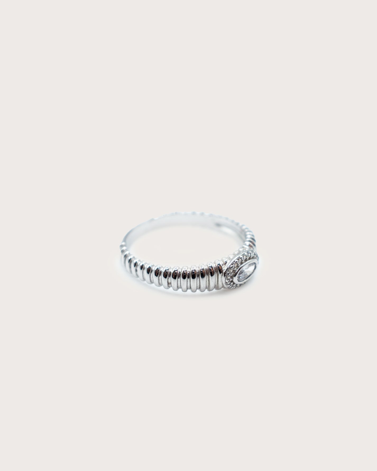 Oval Ribbed Band Ring