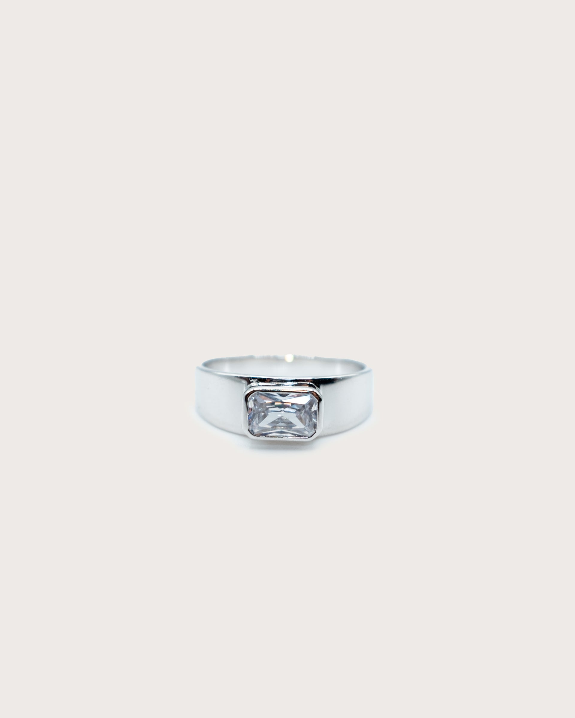 Rectangle Stone Silver Ring