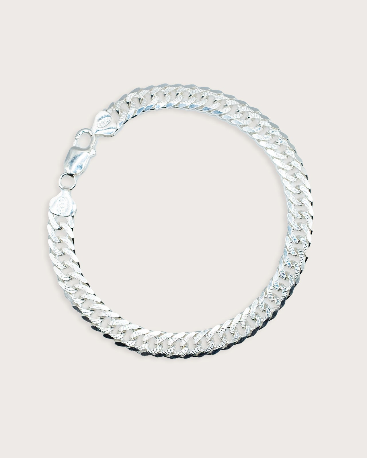 Diamond-Cut Cuban Silver Bracelet