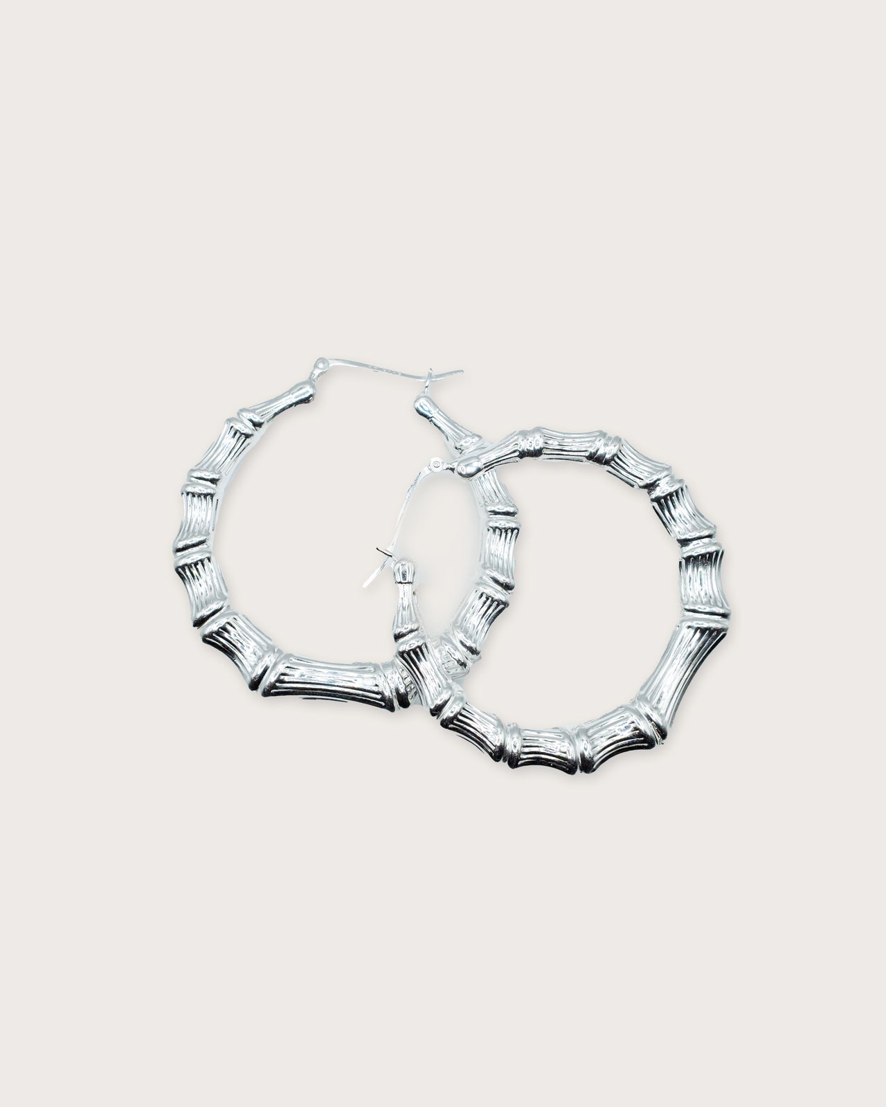 Bamboo Silver Hoops