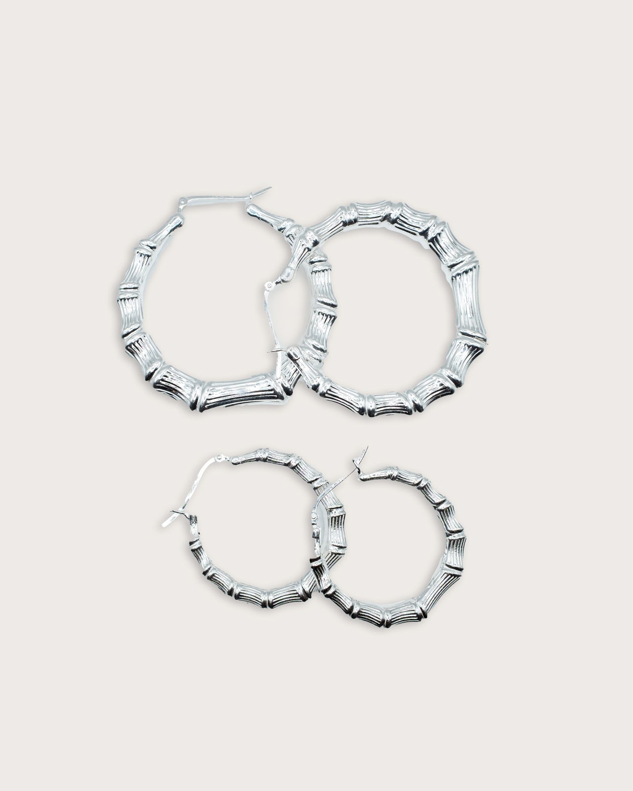 Bamboo Silver Hoops