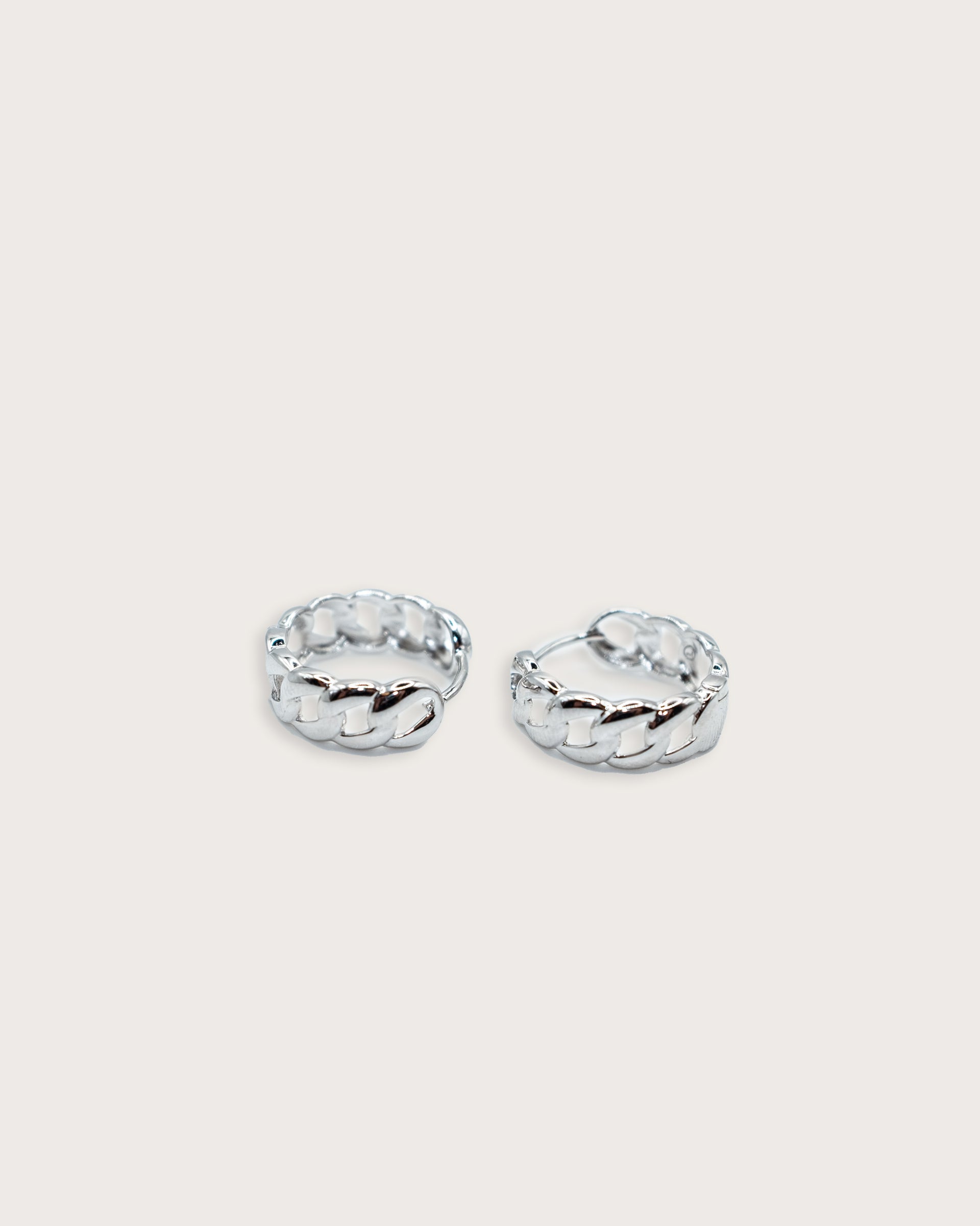 Mini Cuban Link Silver Hoops
