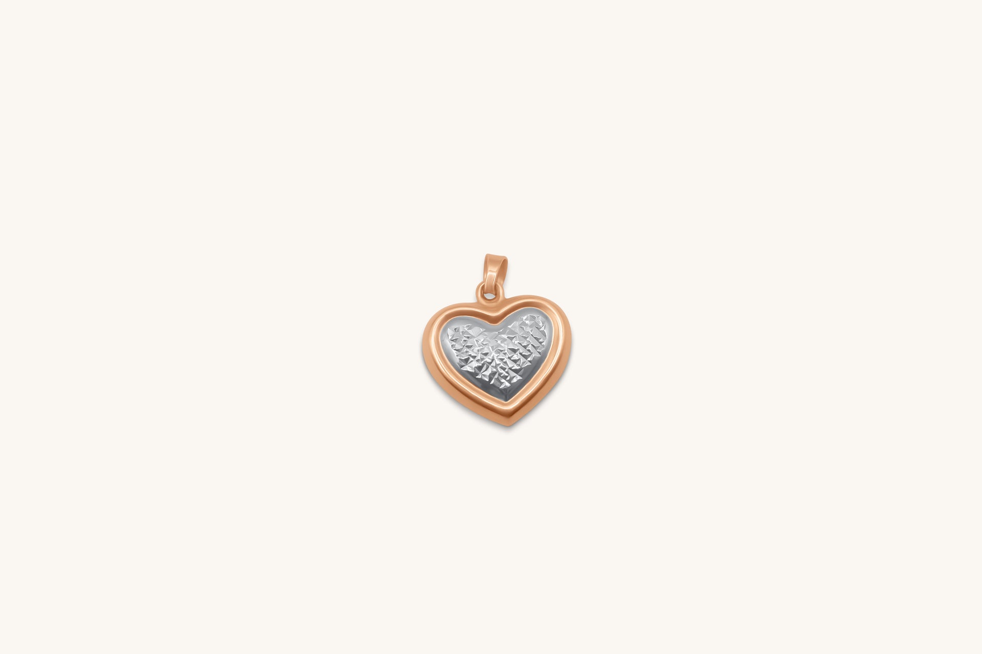 Mini Two-Toned Textured Heart Pendant