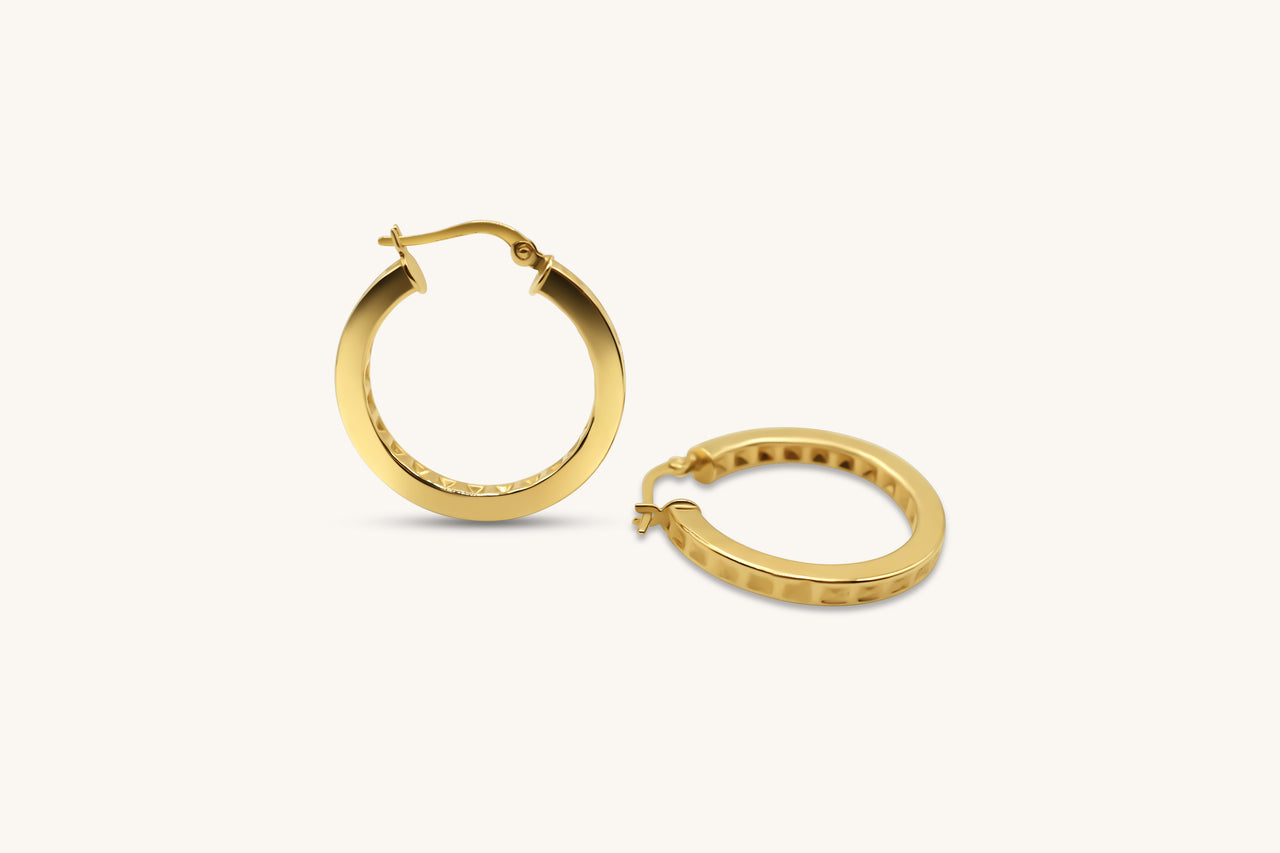 Diamond-Embossed Edge Hoops