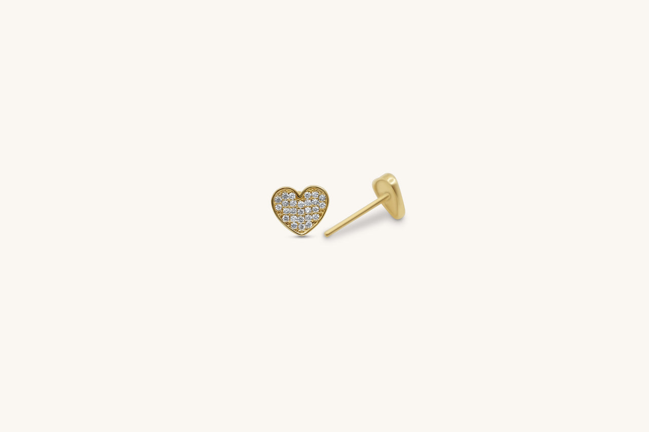 Sparkling Heart Stud Earrings