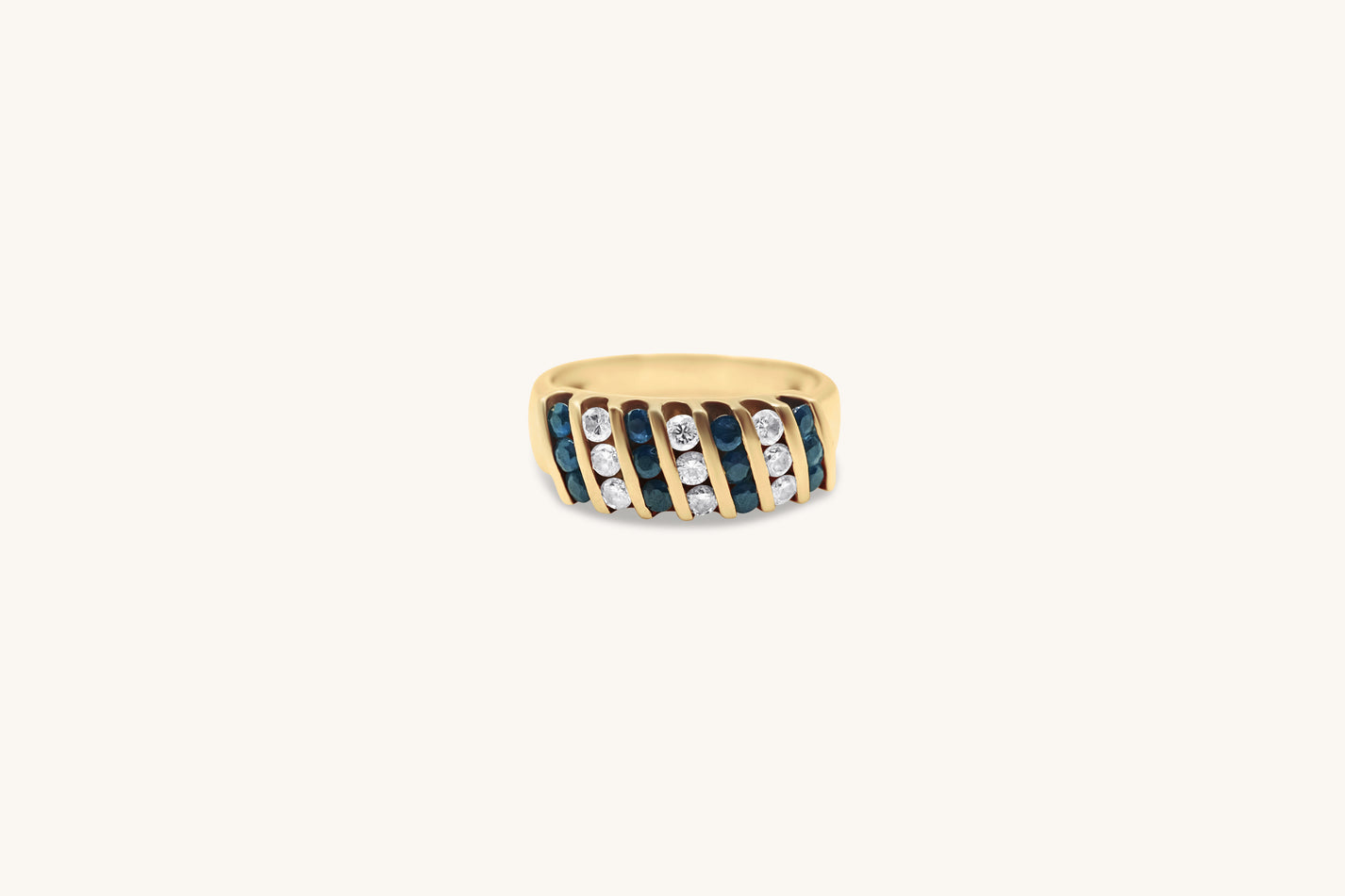 Sapphire &amp; Diamond Chevron Ring