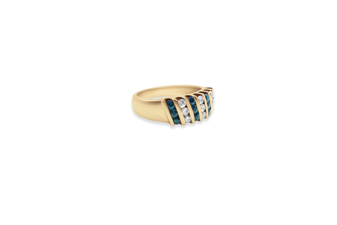 Sapphire &amp; Diamond Chevron Ring