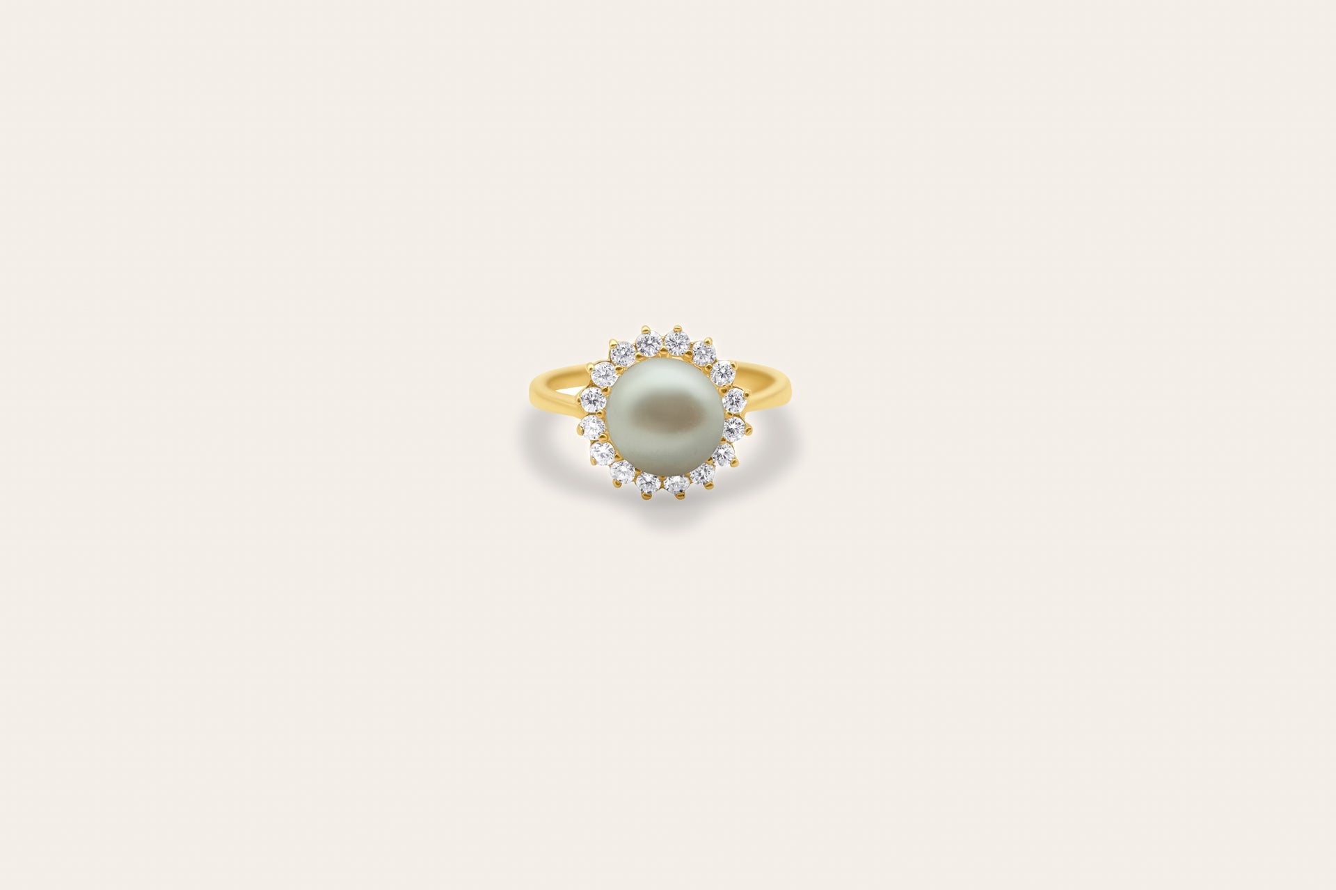 Radiant Pearl Diamond Halo Ring