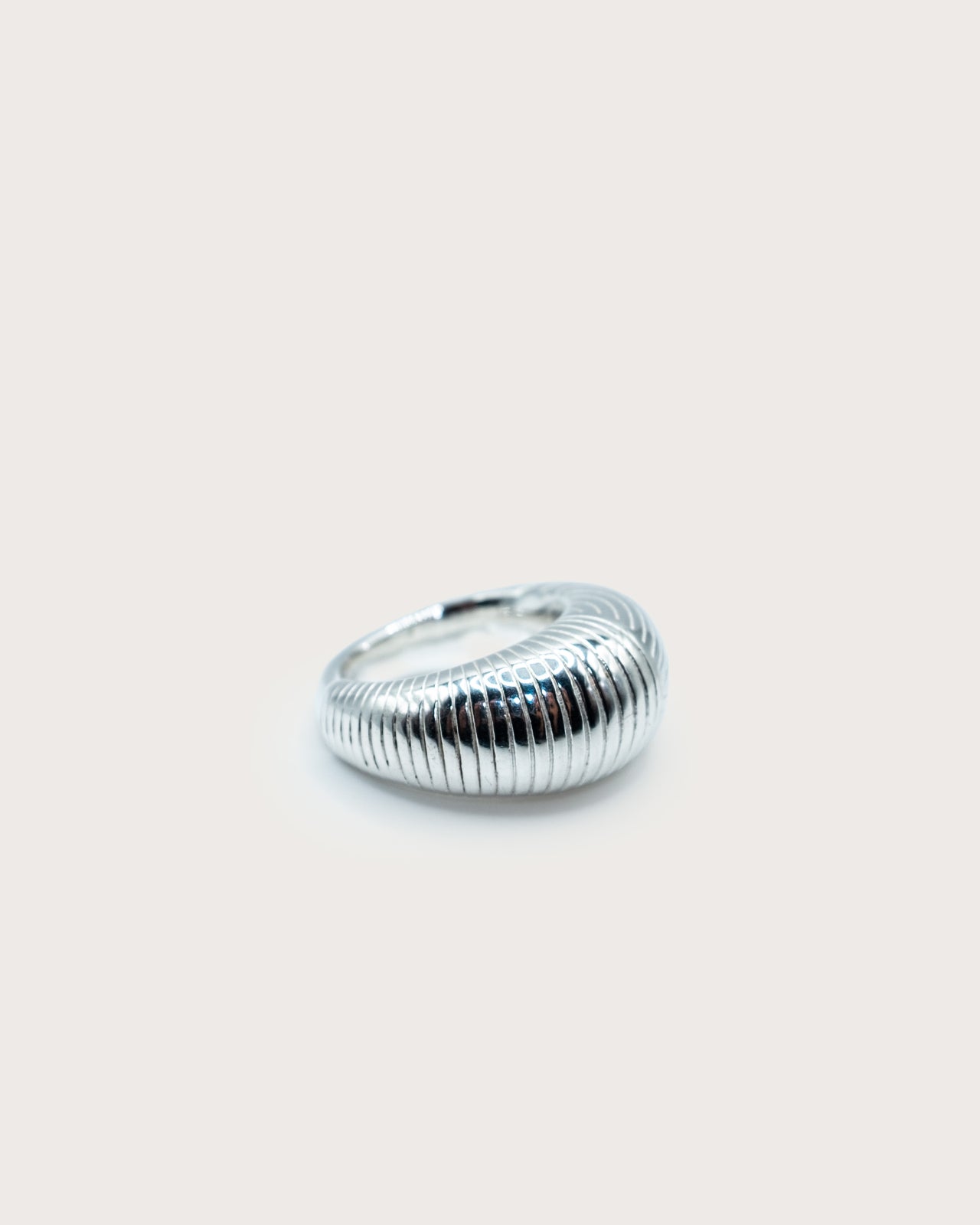 Ribbed Dome Silver Ring