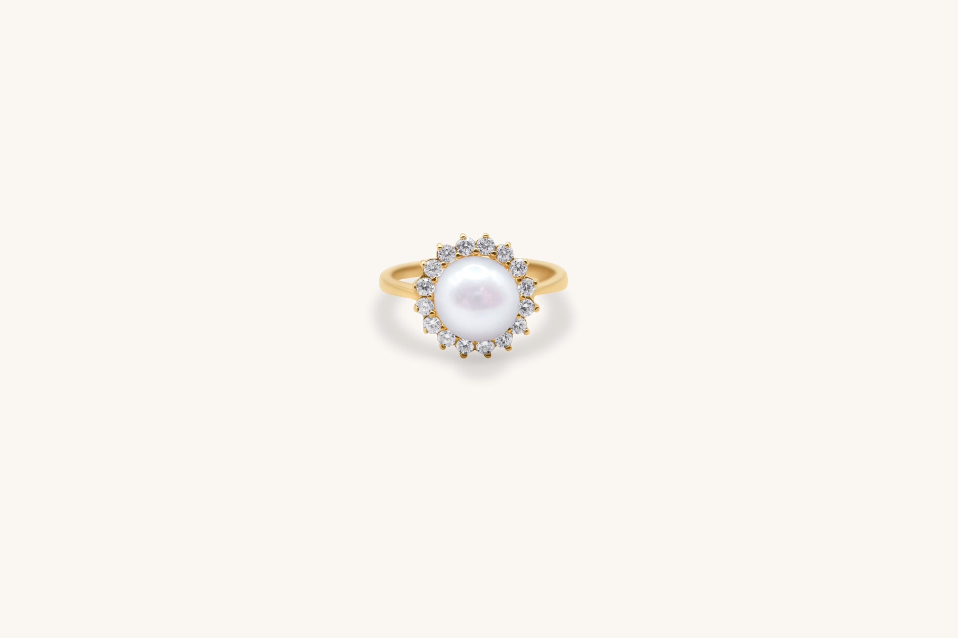 Pearl & Diamond Halo Sunburst Ring