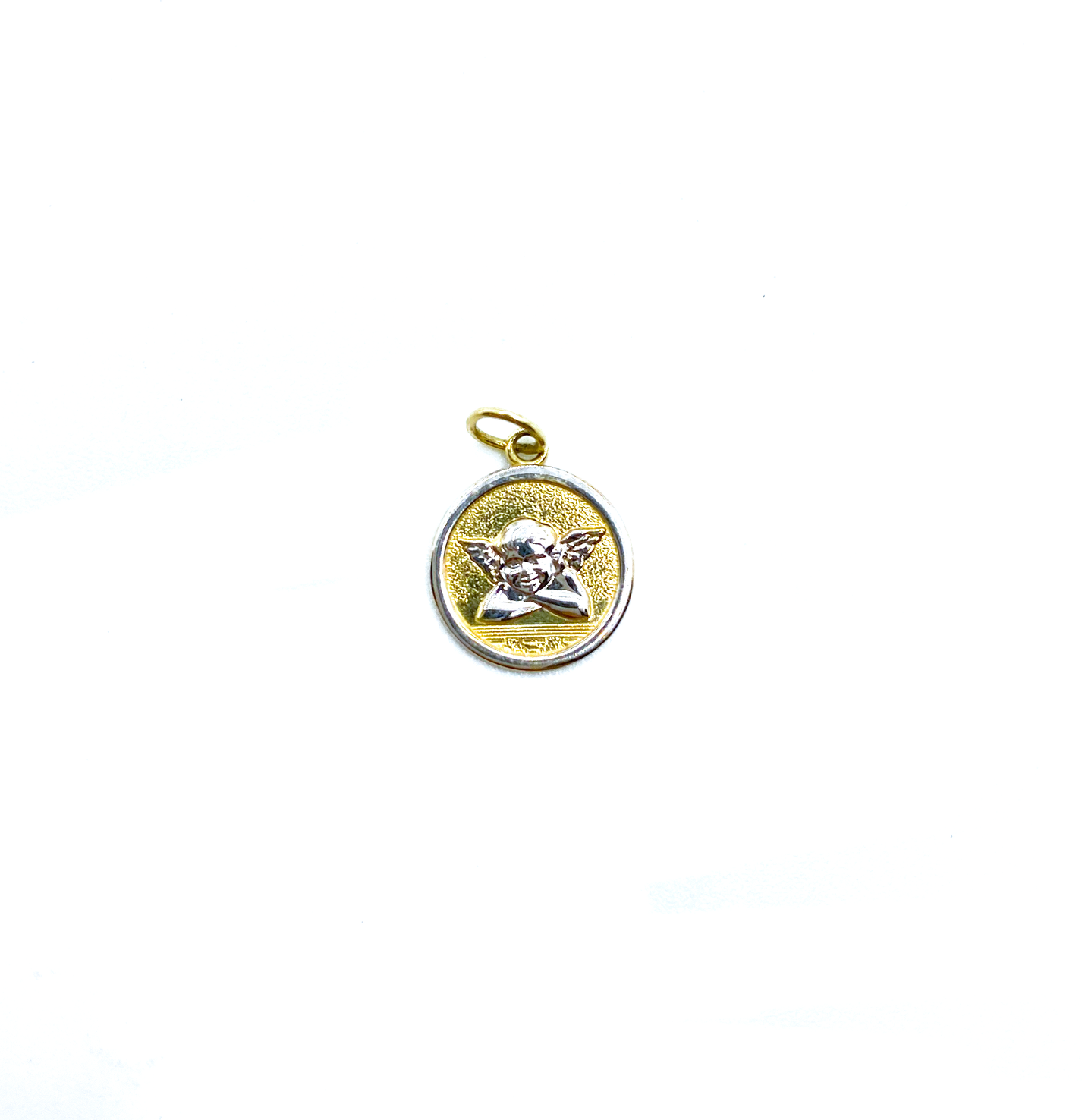 Micro Two-Tone Baby Angel Coin Pendant