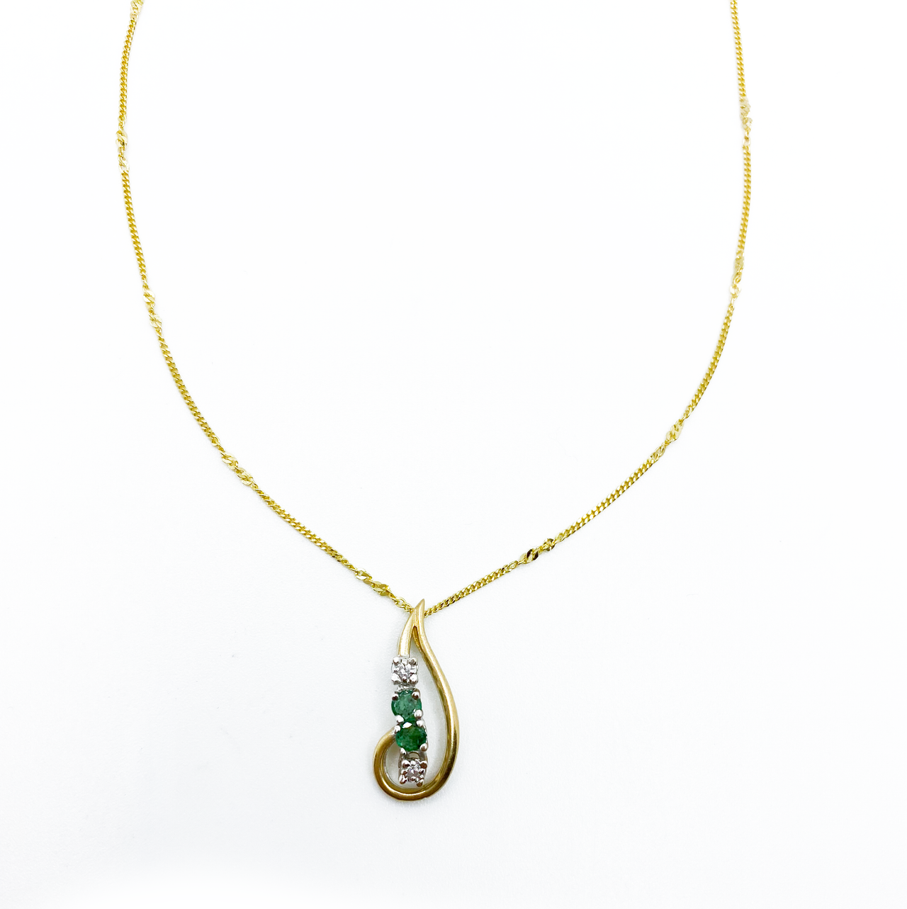 Teardrop Emerald Diamond Necklace