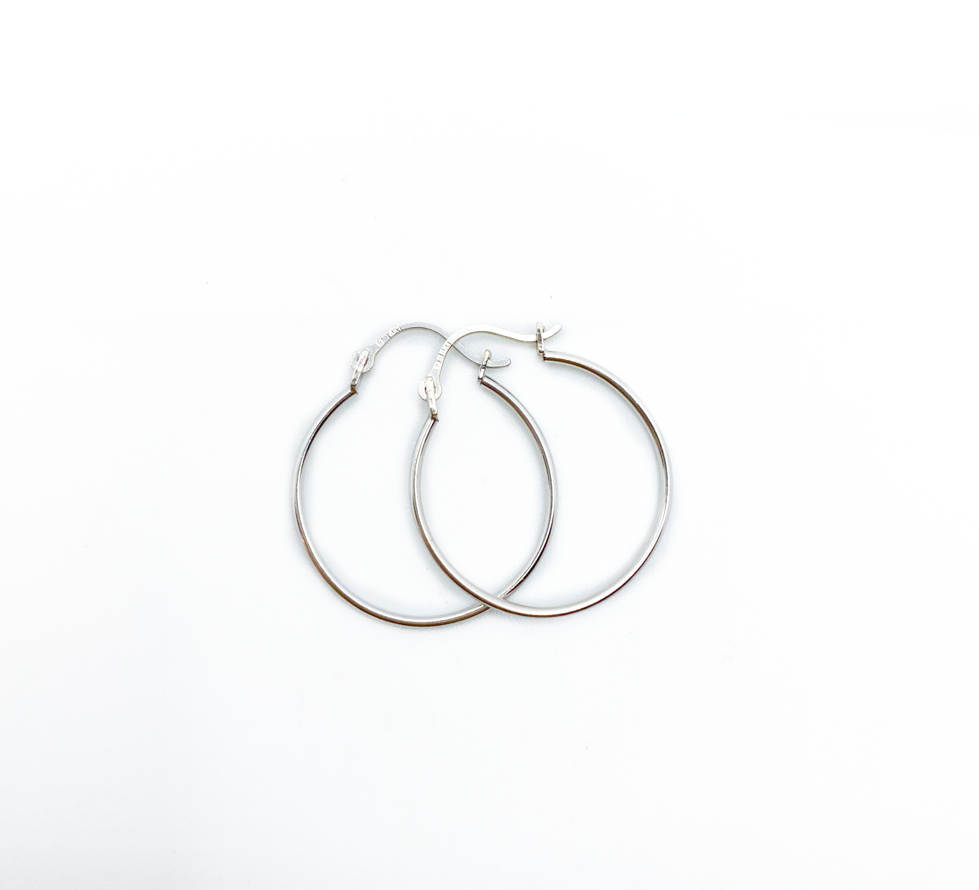 Thin white gold hoops