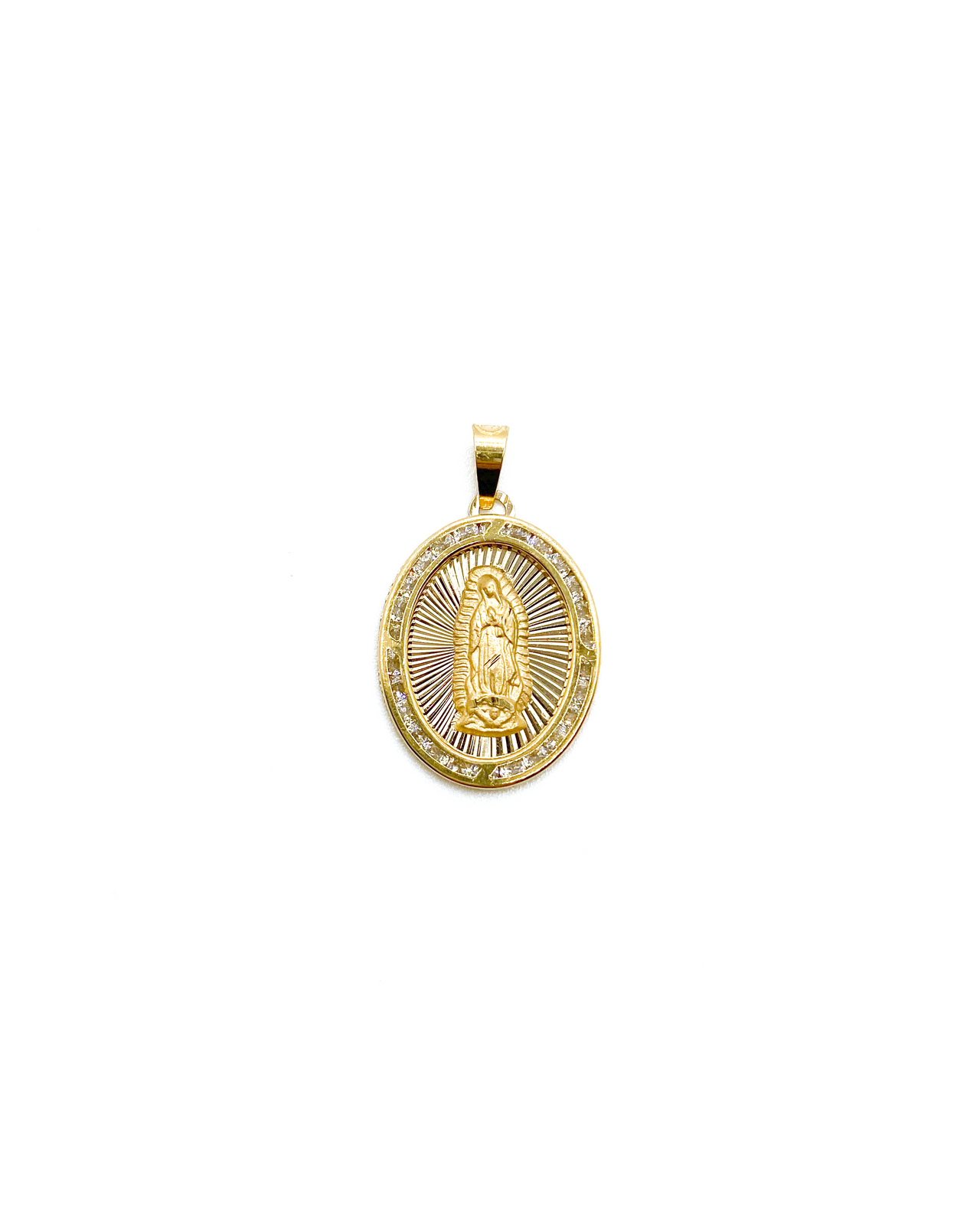 Glitzy Gold Guadalupe Coin Pendant