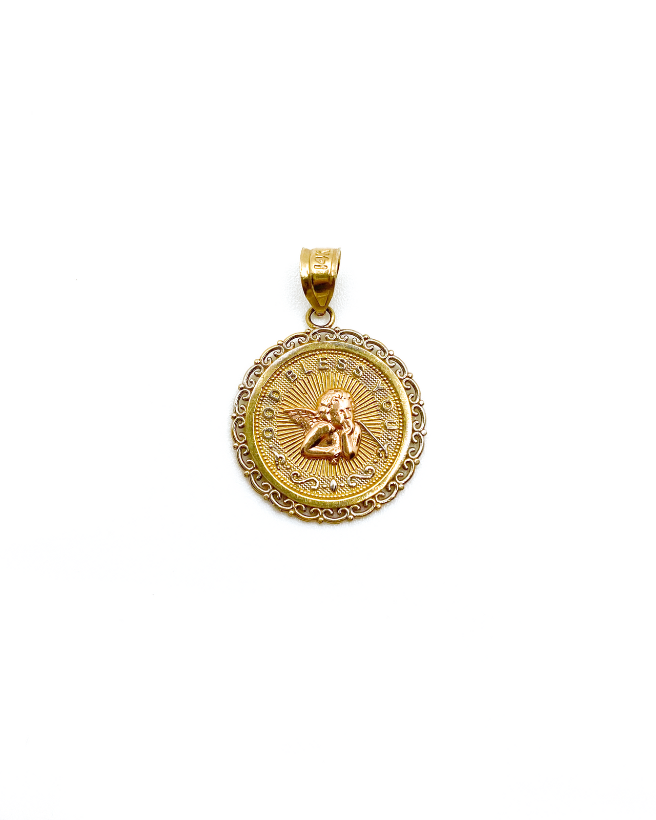 Tri-Color Baby Angel Coin Pendant