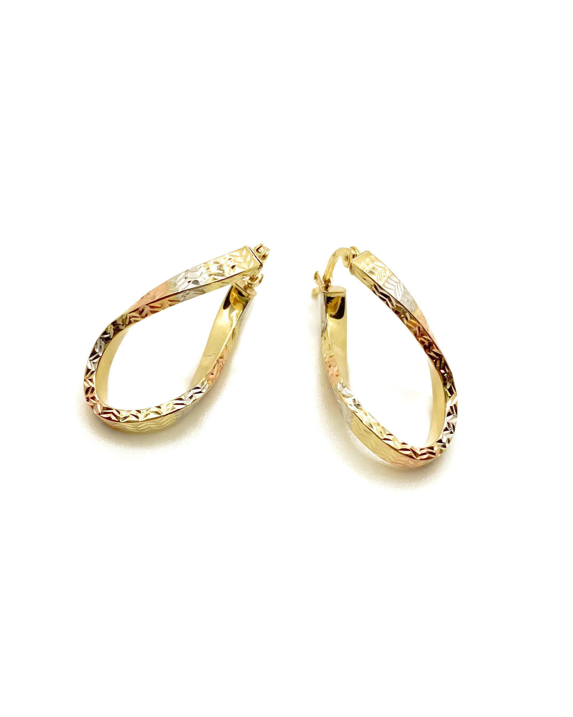 Tri-Color Twisted Hoops