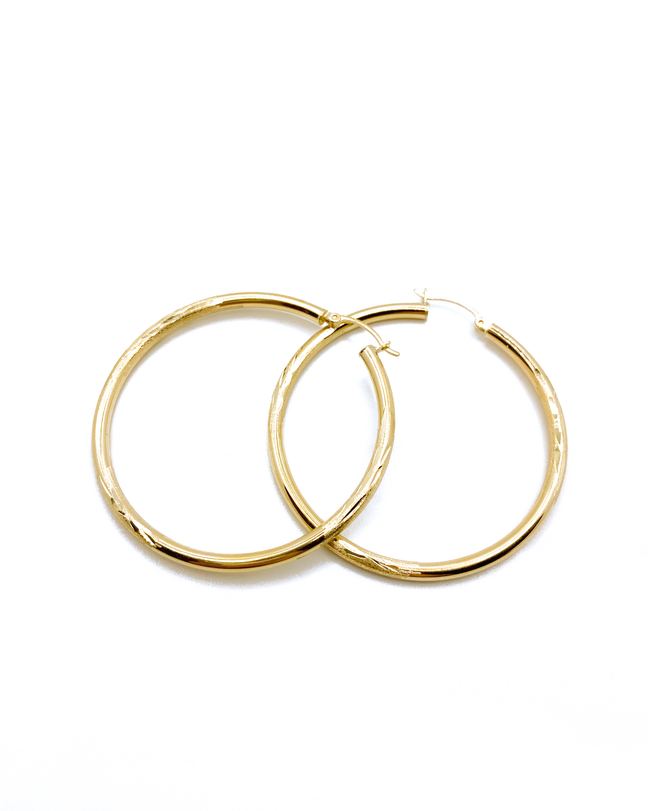 Diamond Cut Gold Hoops