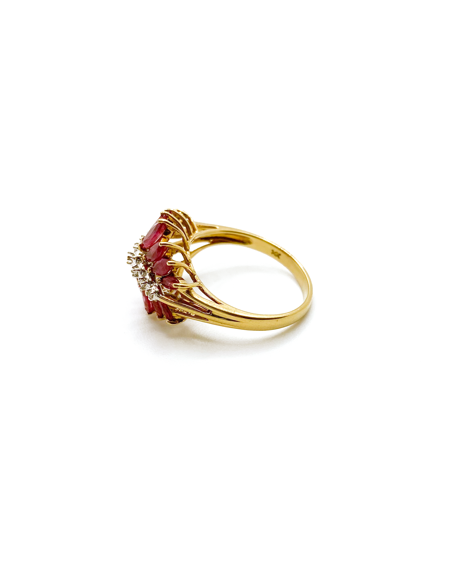 Ruby Diamond Flower Ring