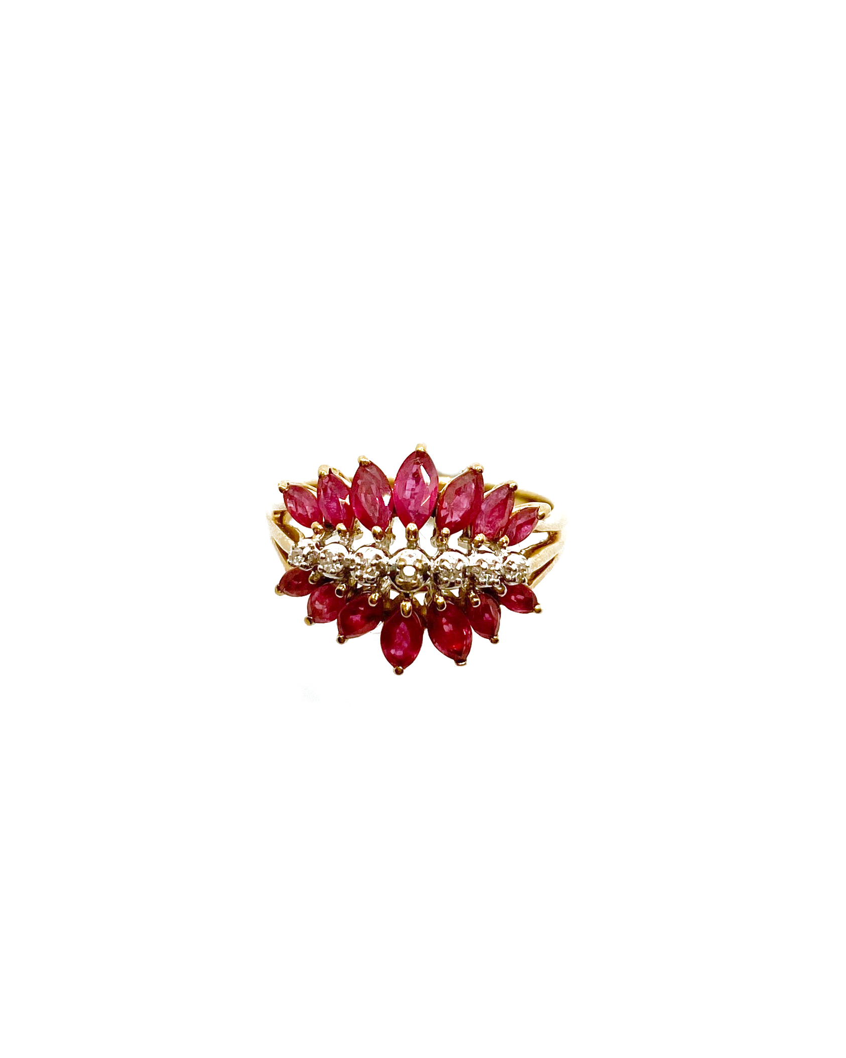 Ruby Diamond Flower Ring