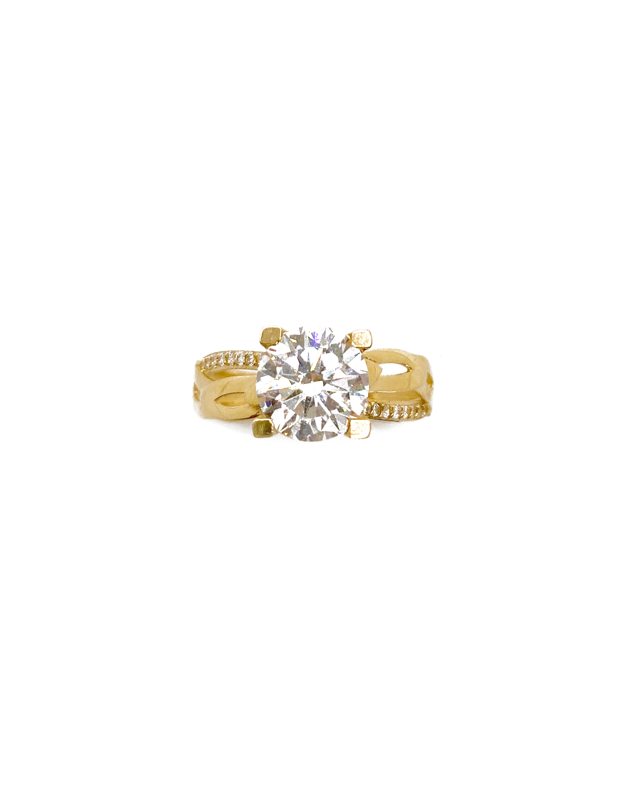 Yellow Cubic Ring with Baby Stones